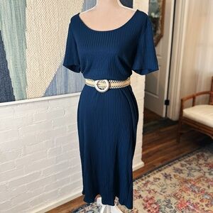 Primark Cares Ribbed Dark Navy Short Sleeve Bodycon Midi Dress